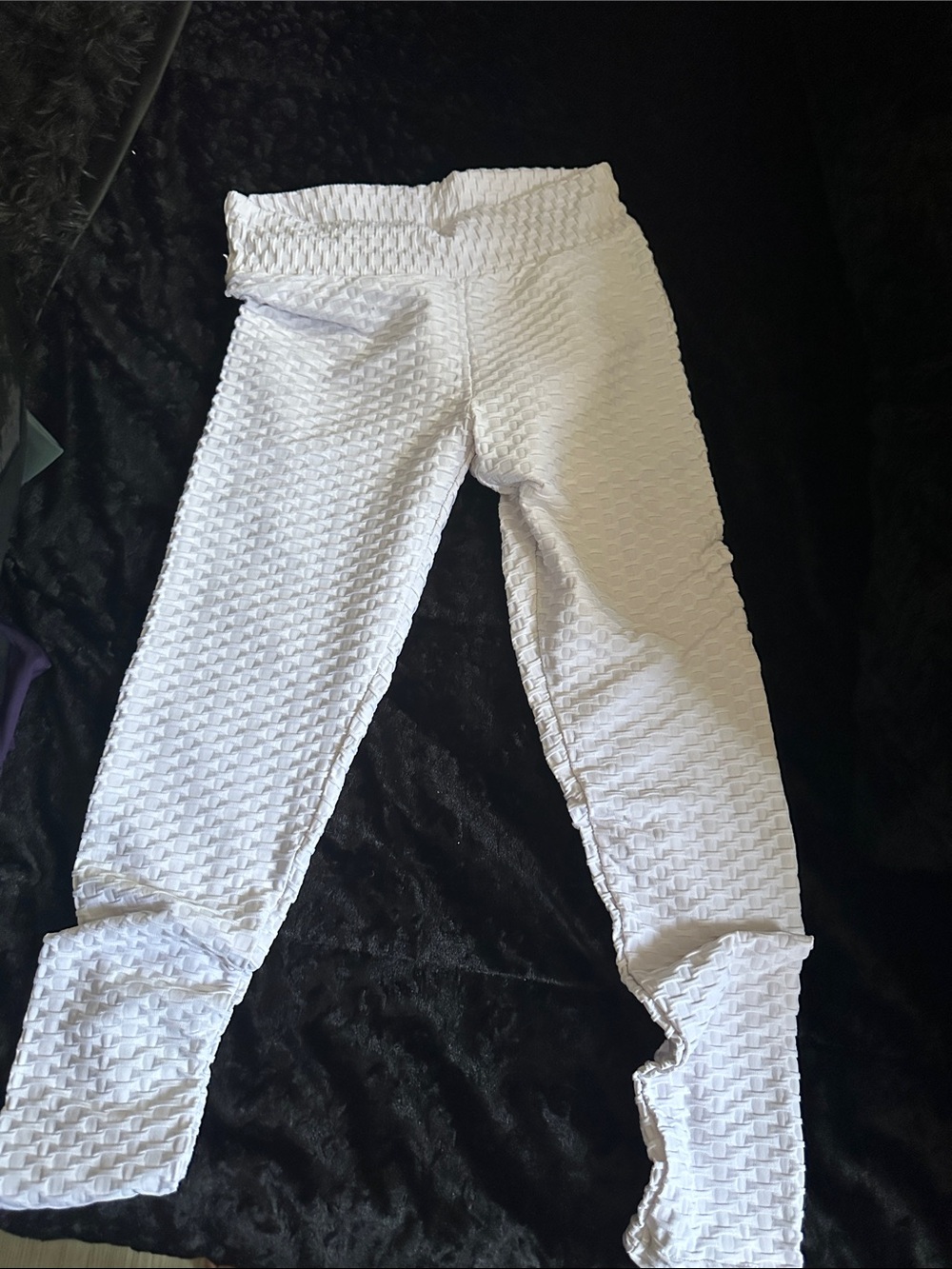 White Textured Kids Leggings - Comfortable Everyday Bottoms